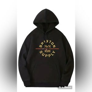 Brixton XL Black Polyester Drawstring Hoodie Kangaroo Pocket Casual Pullover